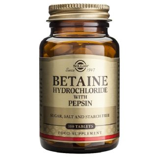 Solgar Betaina Clorhidrato con Pepsina 100 Comprimidos