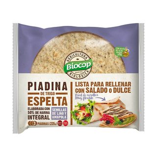 Biocop Piadina Trigo Espelta con Semillas de Lino y Amapola 225 Gramos