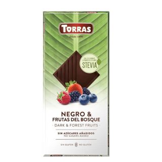 Torras Chocolate Negro con Frutas del Bosque con Stevia 125 Gramos