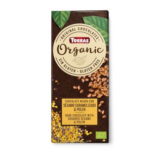Torras Chocolate Negro con Sesamo Tostado y Polen Eco 100 Gramos