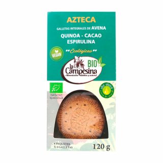 La Campesina Galletas Azteca Integrales de Avena, Quinoa, Cacao y Espirulina 120 Gramos