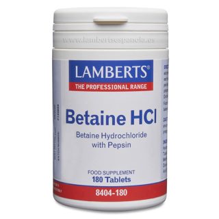 Lamberts Betaina Hcl con Pepsina 180 Comprimidos