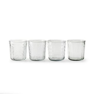 Pack 4 macetas cristal surtidas grabados 13x13cm